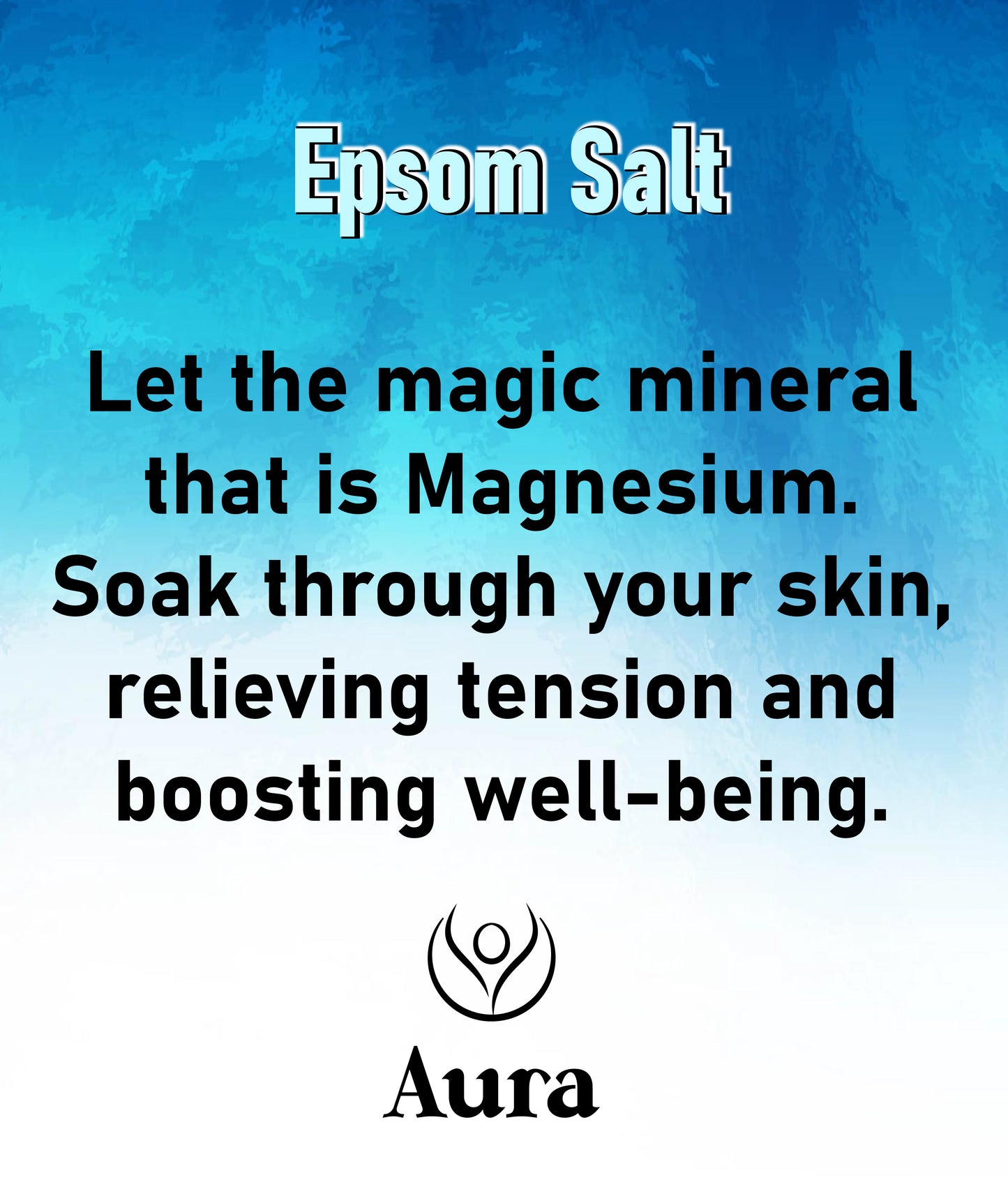 Aura Revive Pure Epsom Bath Salts, infused with magnesium to relieve tension and boost well-being through skin absorption.
