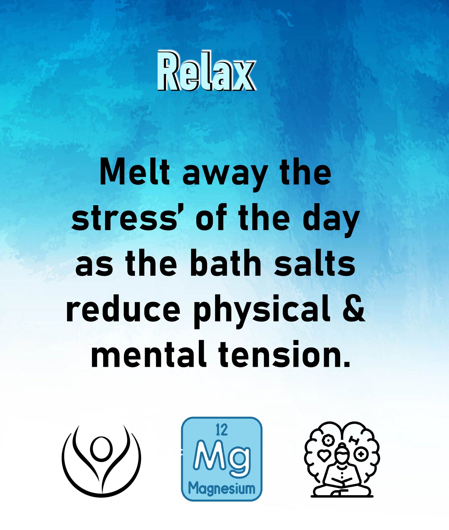 Relax and reduce physical and mental tension with Aura Revive Pure Epsom Bath Salts, melting away the stress of the day.